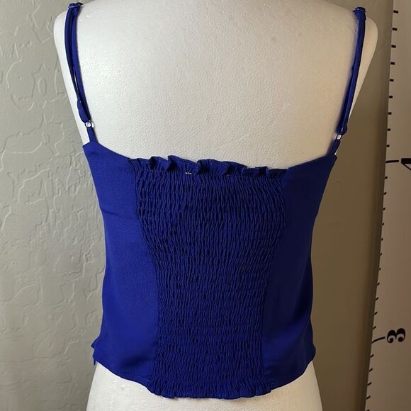 OLIVACEOUS blue top w/ side zipper, adjustable straps & elastic back panel NWT - Picture 3 of 9